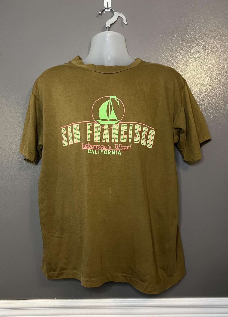 Vintage Ocean Pacific Shirt Mens XL Brown San Francisco Fishermans Wharf 80s USA